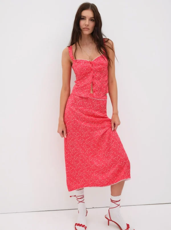 Woman For Love & Lemons Barbera Midi Skirt