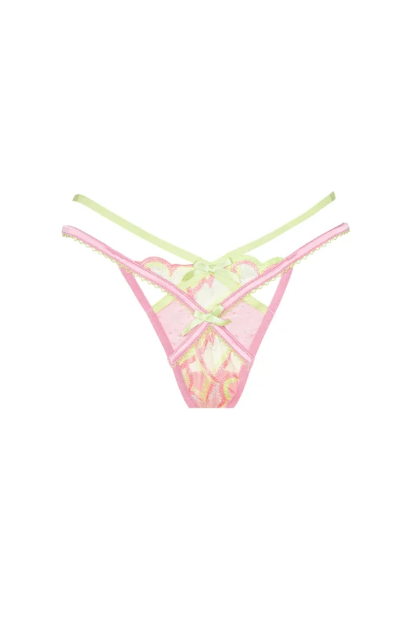 Woman For Love & Lemons Hugging Hearts Embroidery Thong Panty
