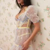 Woman For Love & Lemons Lavender Meadows Embroidery Slip Dress