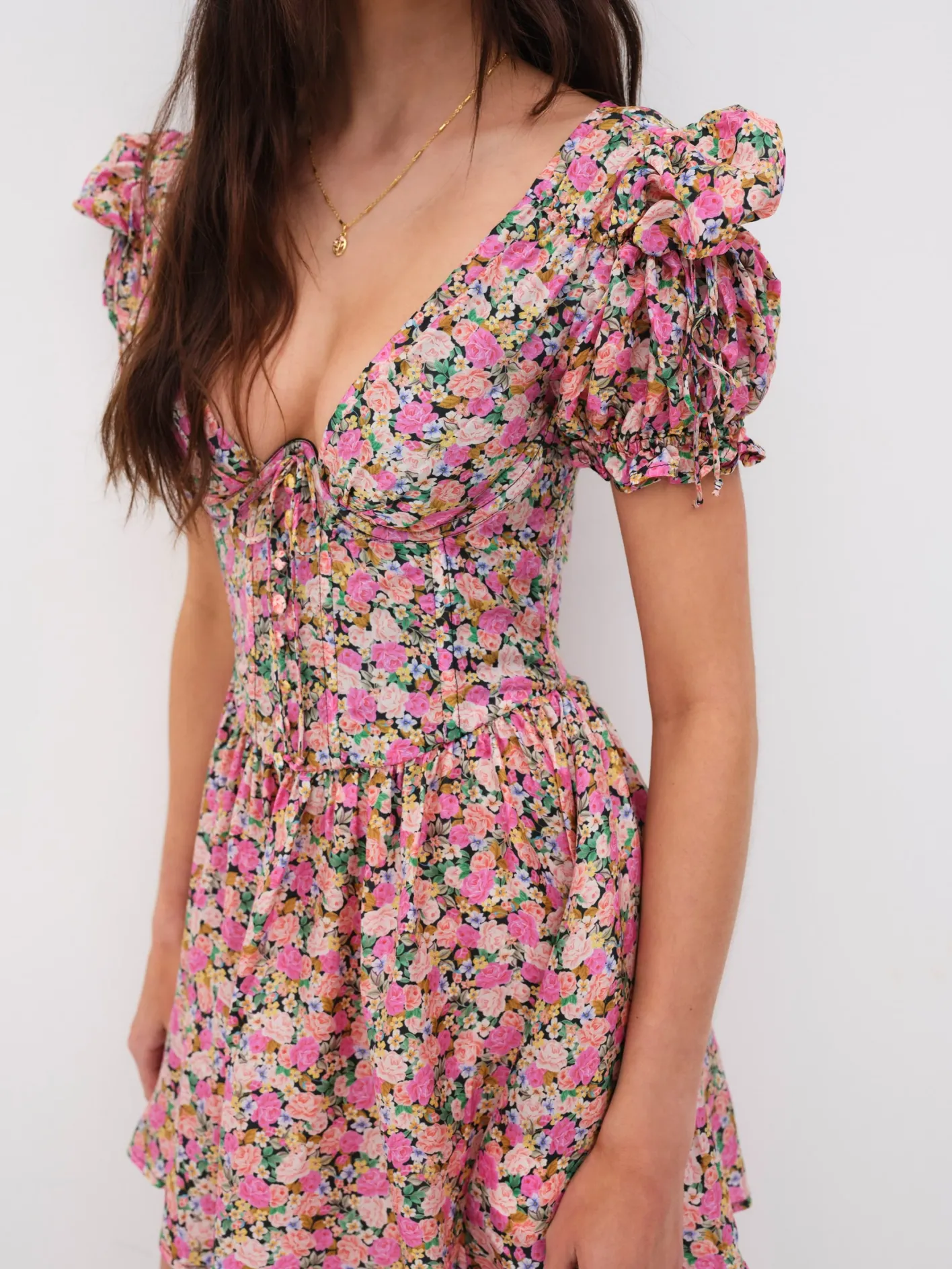 paulina_puff_sleeve_mini__2.webp Woman For Love & Lemons Paulina Puff Sleeve Mini Dress