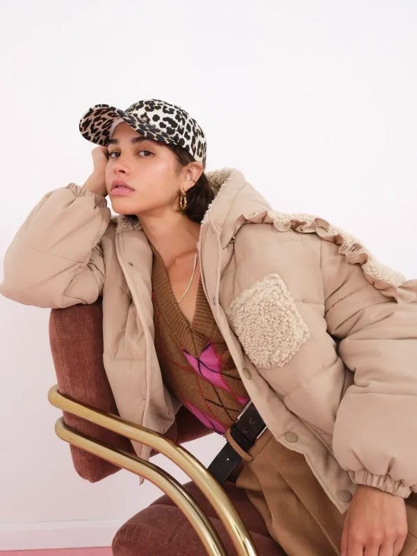 Woman For Love & Lemons Puffer Jacket With Ruffle Trim