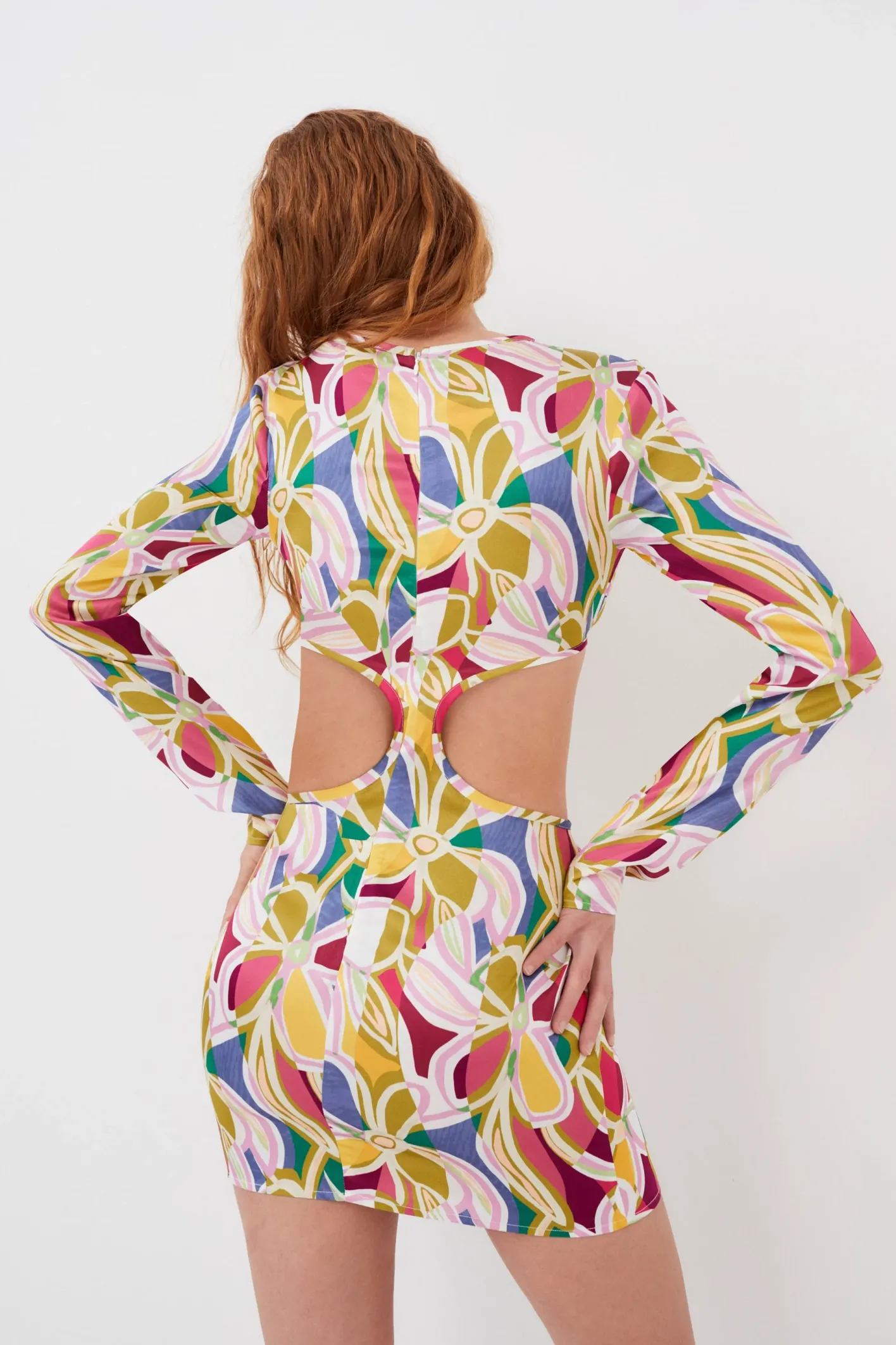 thora_long_sleeve_mini_dr_3.webp Woman For Love & Lemons Thora Long Sleeve Mini Dress