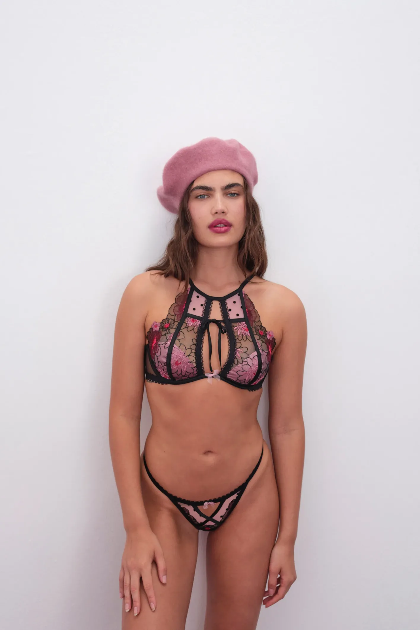 zinnia_embroidered_high_n_2.webp Woman For Love & Lemons Zinnia Embroidered High Neck Bra